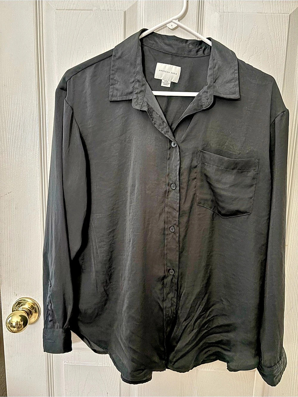 American Eagle Button Down Shirt Black Size Small